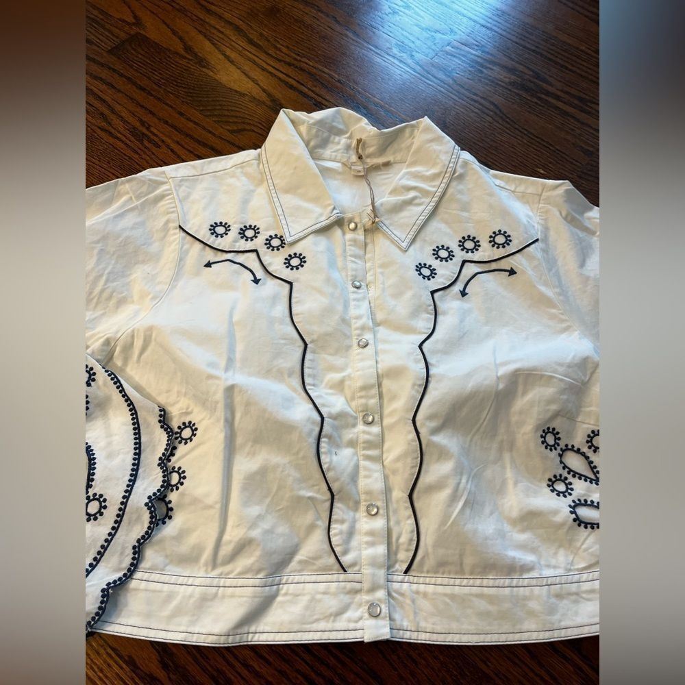 Anthropologie Let Me Be Eyelet Long-Sleeve Blouse - Picture 5 of 6